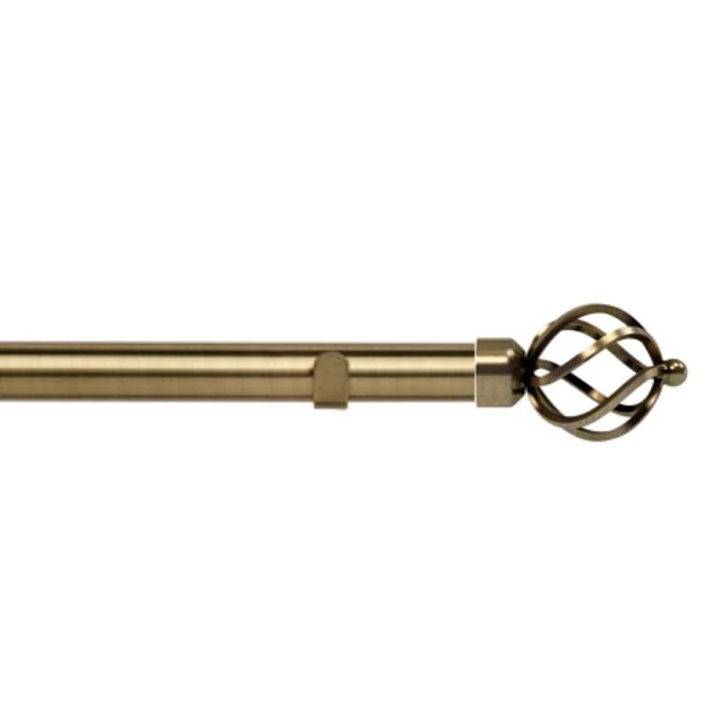 Image of New Edge Blinds 28mm Fixed Length Metal Eyelet Curtain Pole Set - Cage Finial in Metallics Size: 170cm Metallics Unisex 170 cm