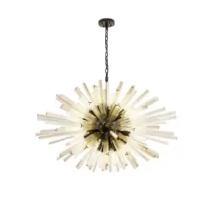 image of Hornby 32 Light E27, Oval Ceiling Pendant Matt Black, Champagne Glass