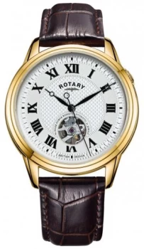 Image of Rotary Cambridge Automatic Brown Leather Strap Silver Watch
