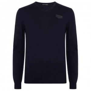 Antony Morato V Neck Knit Jumper - NIGHT Blue 7066