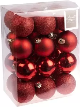 Image of Premier Decorations 24 x 60mm Multi Finish Balls, Red