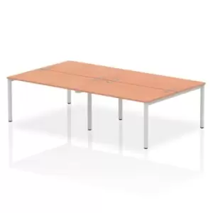 image of Impulse Bench B2B 4 Person 1400 Silver Frame Office Bench Desk Beech