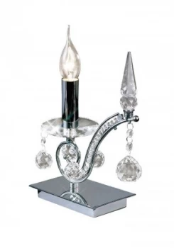 Table Lamp 1 Light Polished Chrome, Crystal