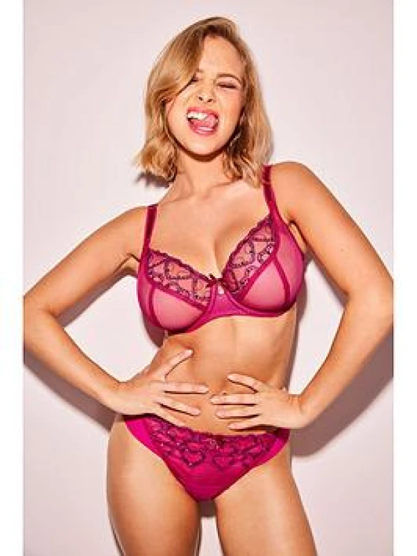 Image of Freya Womens Laurine Sheer Plunge Bra in Pink Size: 34DD Pink Female 34DD