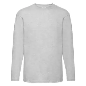 Image of Fruit Of The Loom Mens Valueweight Crew Neck Long Sleeve T-Shirt (S) (Heather Grey)