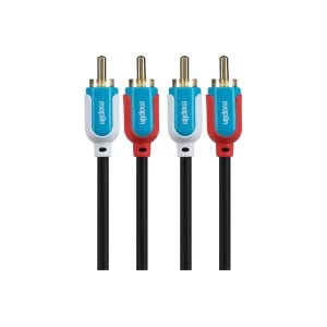 Image of Maplin Premium Twin RCA Phono 2 Pole Cable - Black, 1.5m