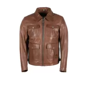 Image of Helstons Joey Leather Rag Brown Jacket M