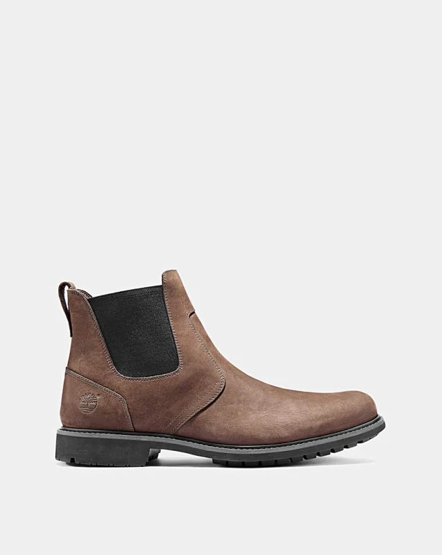 Image of Timberland Stormbucks Leather Textile Mens Ankle Boots - Dark Brown - Size:UK 7