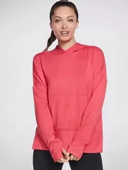 Image of Skechers Skechluxe Restful Long Sleeve Hoodie, Raspberry, Size L, Women