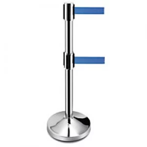 Image of GPC Retractable Barrier Stainless Steel Post AND Blue Belt