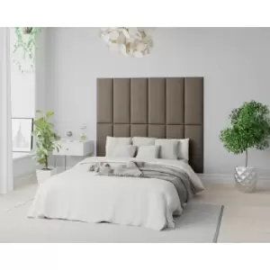 Image of Aspire EasyMount Wall Mounted Upholstered Panels, Modular DIY Headboard in Malham Weave Fabric, Slate (Pack of 8)