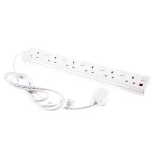 image of 6 Way 2m Extension Lead White with Individual Switches