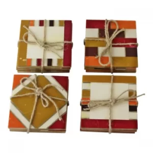 Image of Set Of 4 Moroccan Inspired, Geometric Patterned Coasters