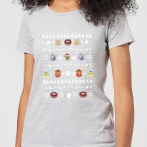 Image of Muppets Pattern Womens Christmas T-Shirt - Grey - 3XL