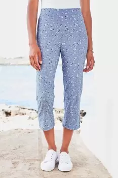 Image of Super Stretchy Printed Pull-On Crop Trousers 20.5" (52cm) inside leg