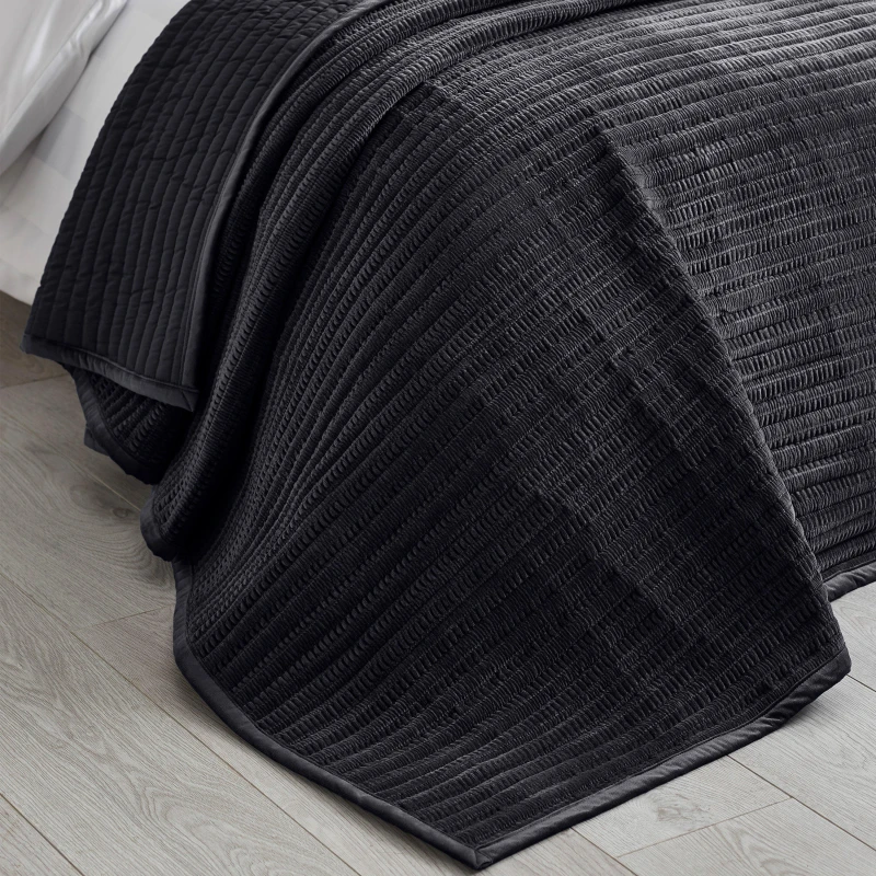 Image of Catherine Lansfield Cather Velvet Pinsonic 63 Black unisex 220x220cm