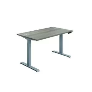 Image of First SitStand Desk 1200x800x630-1290mm Grey OakSilver KF820581