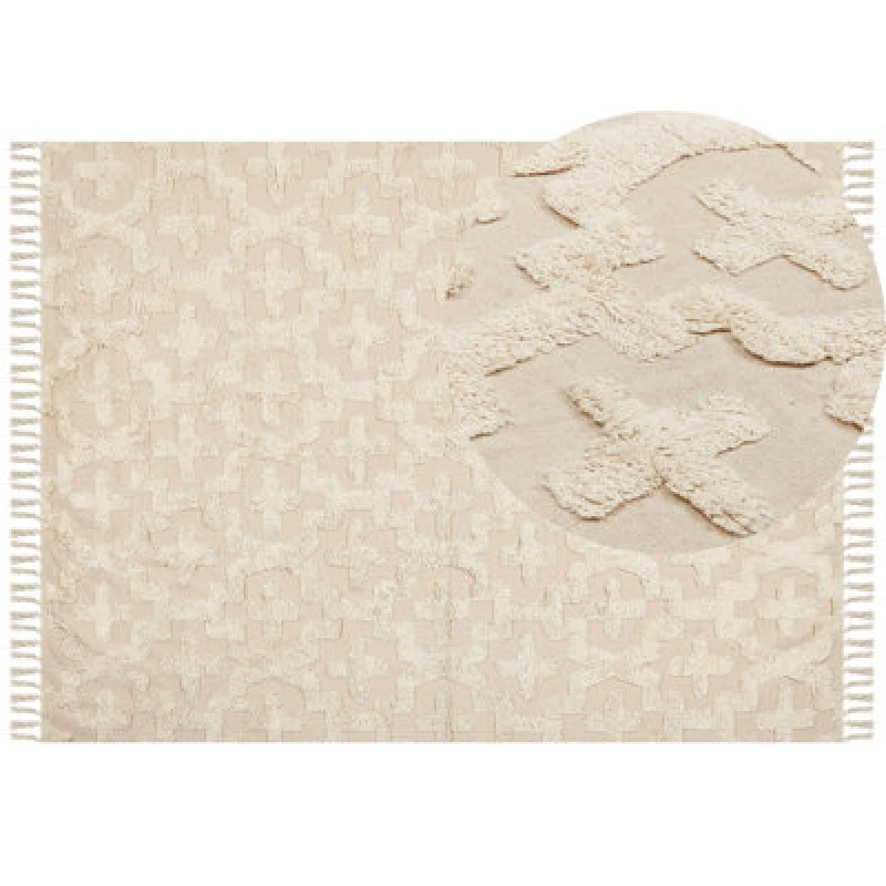 Image of Beliani Rug Itanagar Beige 160 X 230 Cm Cotton
