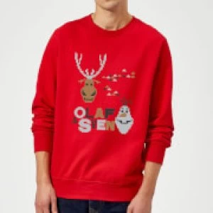 Image of Disney Frozen Christmas Olaf And Snowmens Red Christmas Sweatshirt - L - Red
