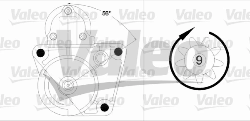 Image of VALEO 458189 Starter motor 0,9kW, 12V, Number of Teeth: 9 Starter (2)