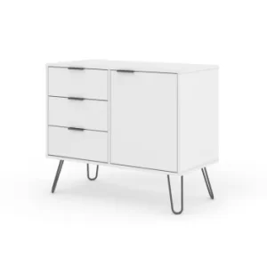 image of Augusta White small sideboard with 1 door, 3 drawers