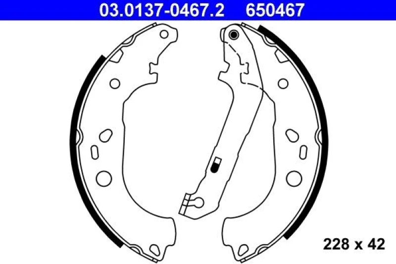 Image of ATE 03.0137-0467.2 Brake Shoes with lever Brake Shoe Set (70)