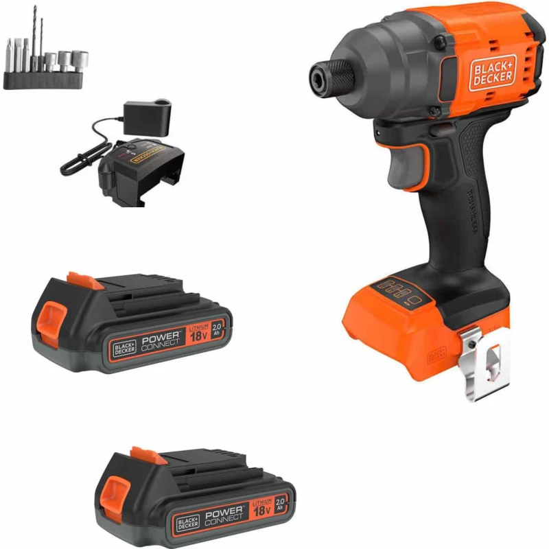 Image of Black and Decker BLIM78 18v Cordless Brushless Impact Driver 2 x 2ah Li-ion Charger No Case with Accessories BLIM78D2