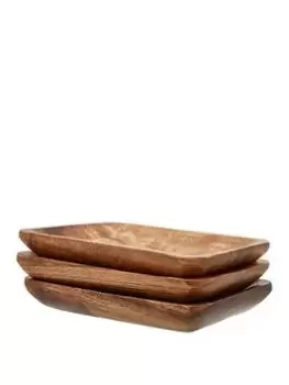 image of Premier Housewares Kora Acacia Set Of 3 Serving Dish