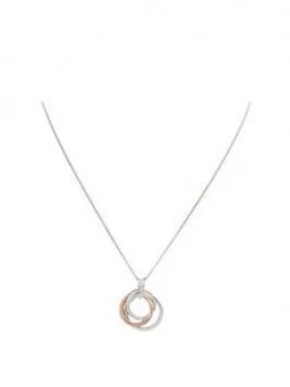 image of Simply Silver Sterling Silver Two-Tone Triple Open Necklace