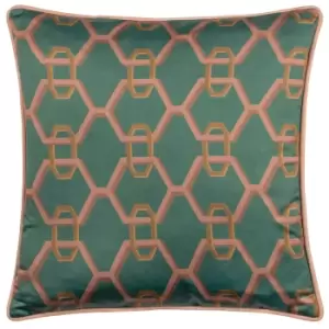 image of Carnaby Chain Cushion Teal, Teal / 45 x 45cm / Polyester Filled