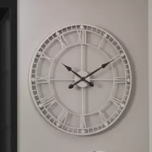 image of Metal Round Wall Clock 80cm Antique Silver