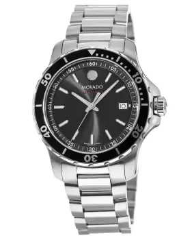Image of Movado 800 Black Dial Steel Mens Watch 2600135 2600135