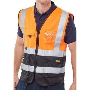 Image of BSeen High Vis Two Tone Executive Waistcoat 2LX OrangeBlack Ref
