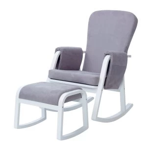 Image of Ickle Bubba Dursley Rocking Chair and Stool Pearl Grey