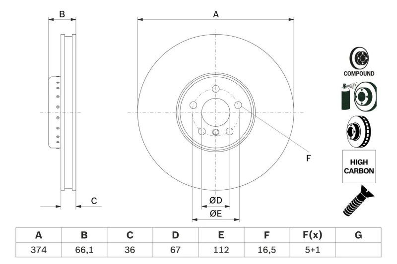 Image of Brake disc Bosch 0 986 479 F60