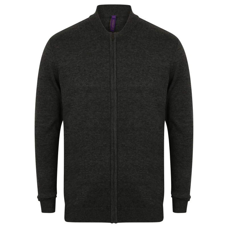 Image of Henbury Mens Knitted Bomber Jacket in Grey Size: XS Grey Male XS