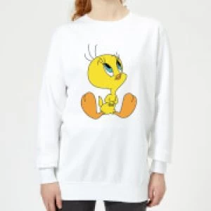 Image of Looney Tunes Tweety Sitting Womens Sweatshirt - White - L