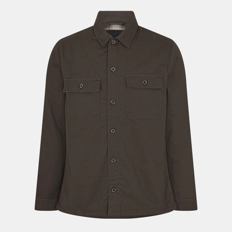 Image of Threadbare Mens Cheque Lined Long-Sleeve Shirt Chocolate male Medium