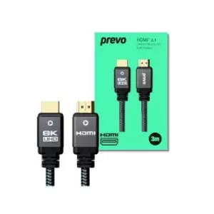 image of PREVO HDMI-2.1-3M HDMI Cable, HDMI 2.1 (M) to HDMI 2.1 (M), 3m,...