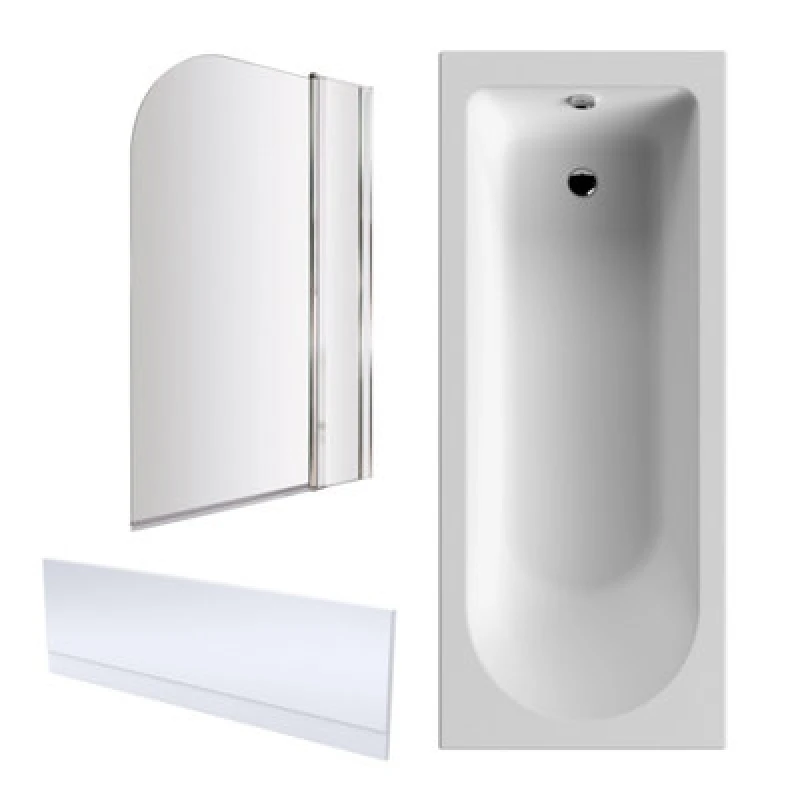 Image of BALTERLEY Round Bathtub, Front Panel with Bath Screen - Chrome Profile BBZSE019
