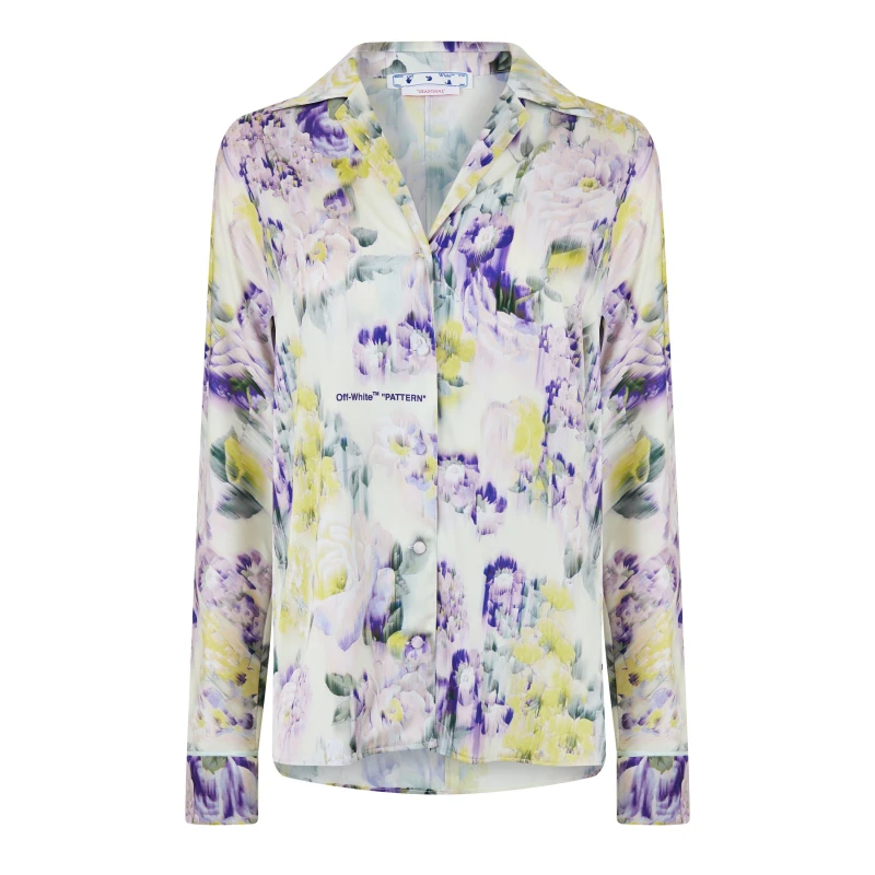 Image of Off White Womens Floral Pattern Design Shirt Green Multi female 6 (2XS)