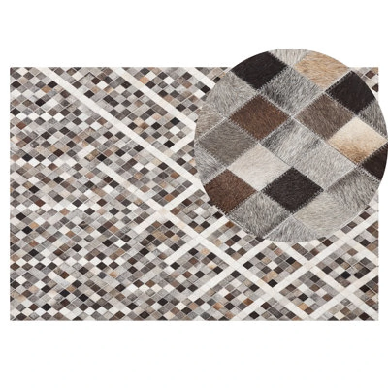 Image of Beliani Rug Akdere Grey 140 X 200 Cm Leather