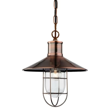 Image of Firstlight - Crescent - 1 Light Wire Crescent Ceiling Pendant Antique Copper, E27