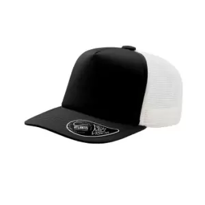 Image of Atlantis Record Mid Visor 5 Panel Trucker Cap (One Size) (Black)