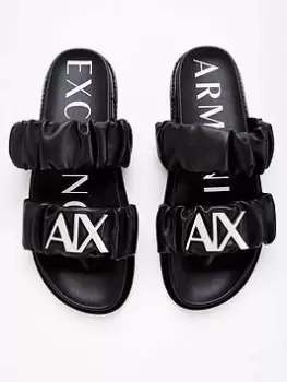 Image of Armani Exchange Double Strap Sandal -black, Black, Size 39, Women