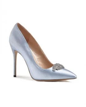 Image of Pink by Paradox London Blue Satin 'Alandra' High Heel Stiletto Court Shoes - 8