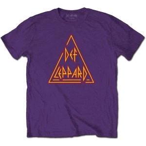 Image of Def Leppard - Classic Triangle Logo Unisex Large T-Shirt - Purple