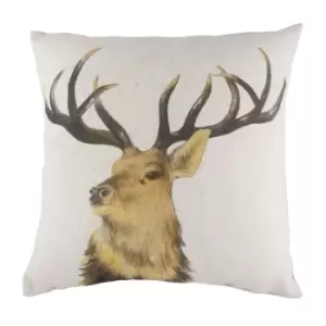 Image of Rural Stag Cushion White