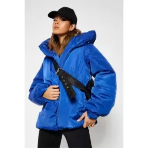 image of I Saw It First Funnel Neck Oversized Padded Jacket - Blue