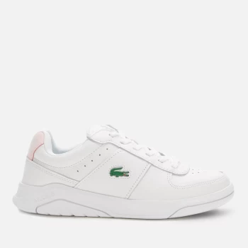 image of Lacoste Womens Game Advance 0722 1 Nubuck Tennis Style Trainers - White/Light Pink - UK 4